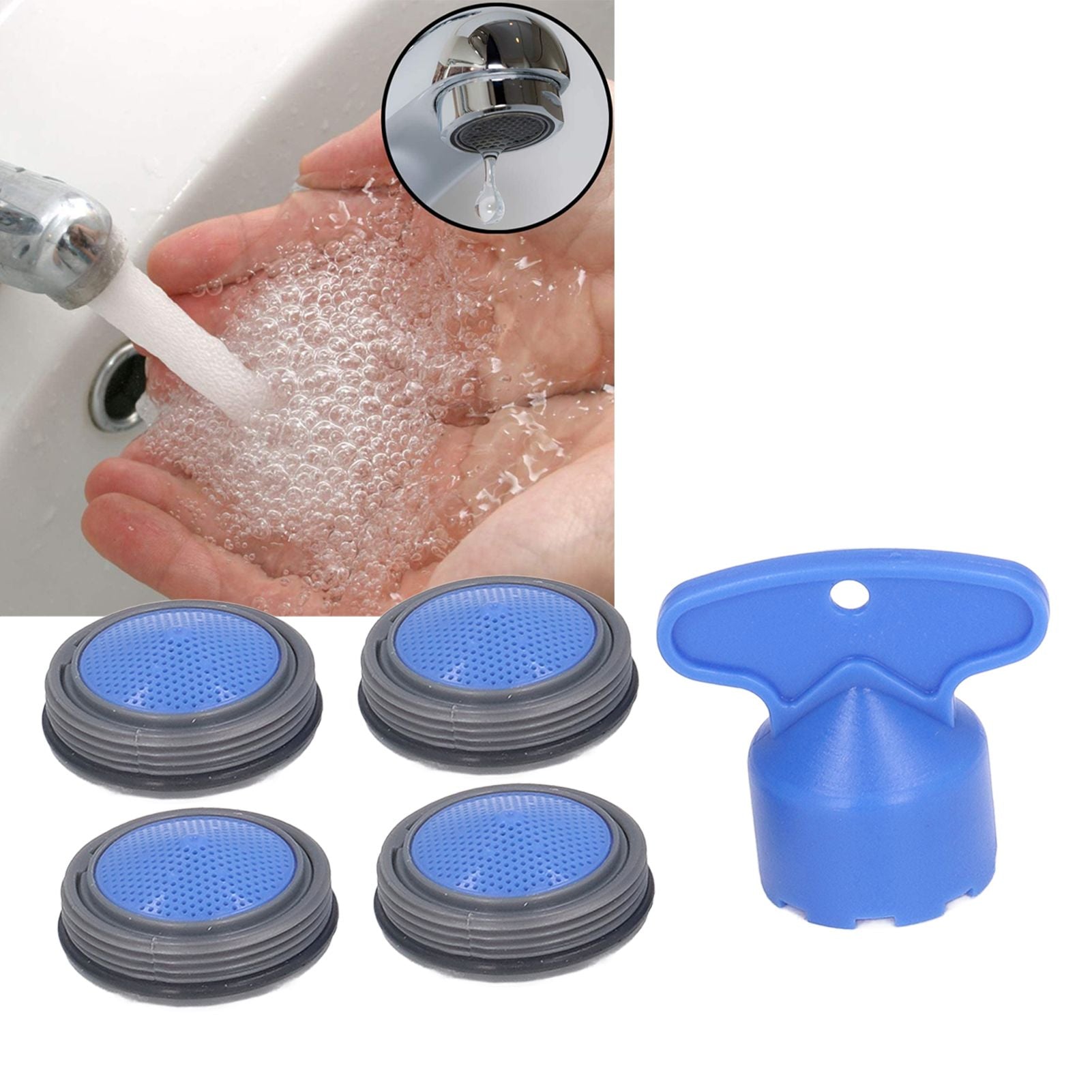 Faucet Aerators Inserted M24mm Faucet Aerators Replacement Parts with Spanner for Bathroom Kitchen Female Thread