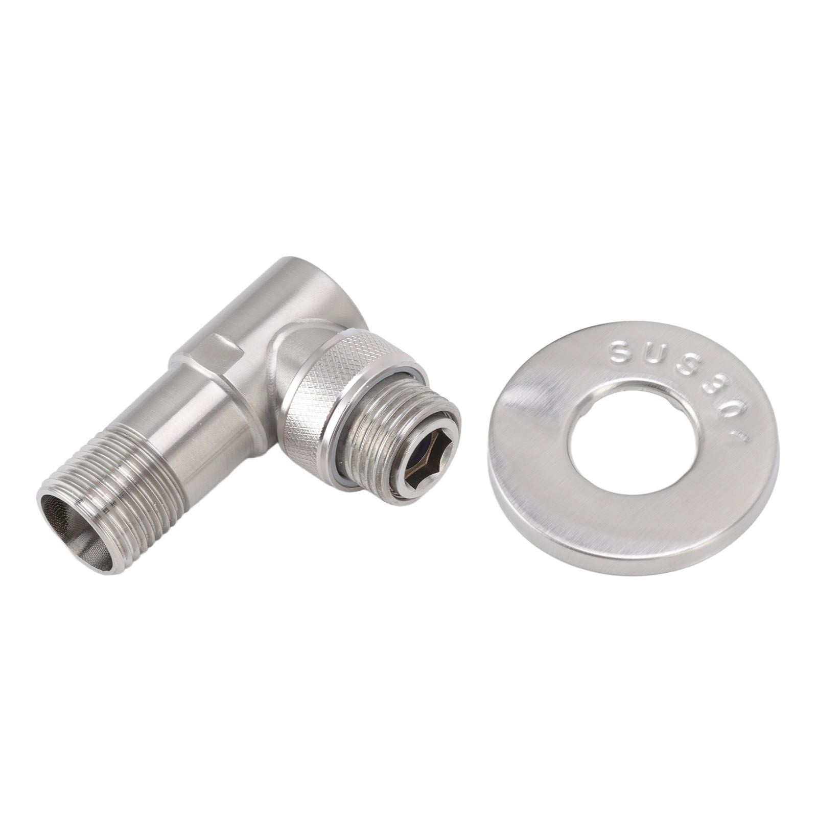 Angle Stop Valve Male G1/2 304 Stainless Steel 1 in 2 Out Integrated Design Automatic Water Stop Valve for Toilet On Off Integrated Angle Valve