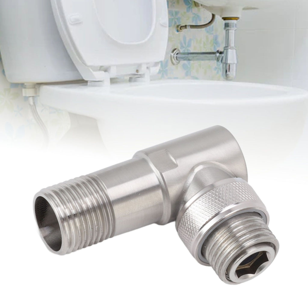 Angle Stop Valve Male G1/2 304 Stainless Steel 1 in 2 Out Integrated Design Automatic Water Stop Valve for Toilet On Off Integrated Angle Valve