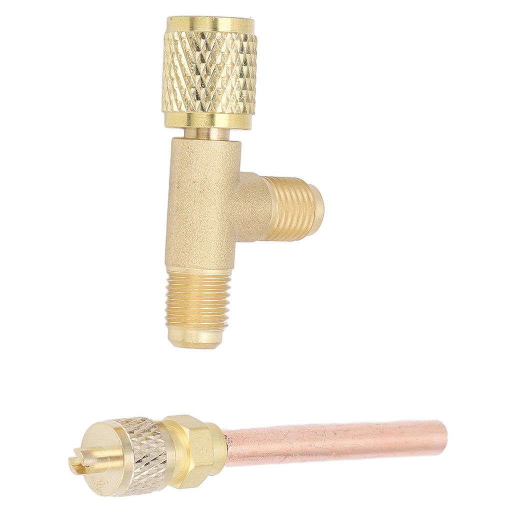 1/4in SAE Tee Adapter Built in Valve Core Quick Connection Double Sealing for R22 R12 R134 Vacuum Gauge
