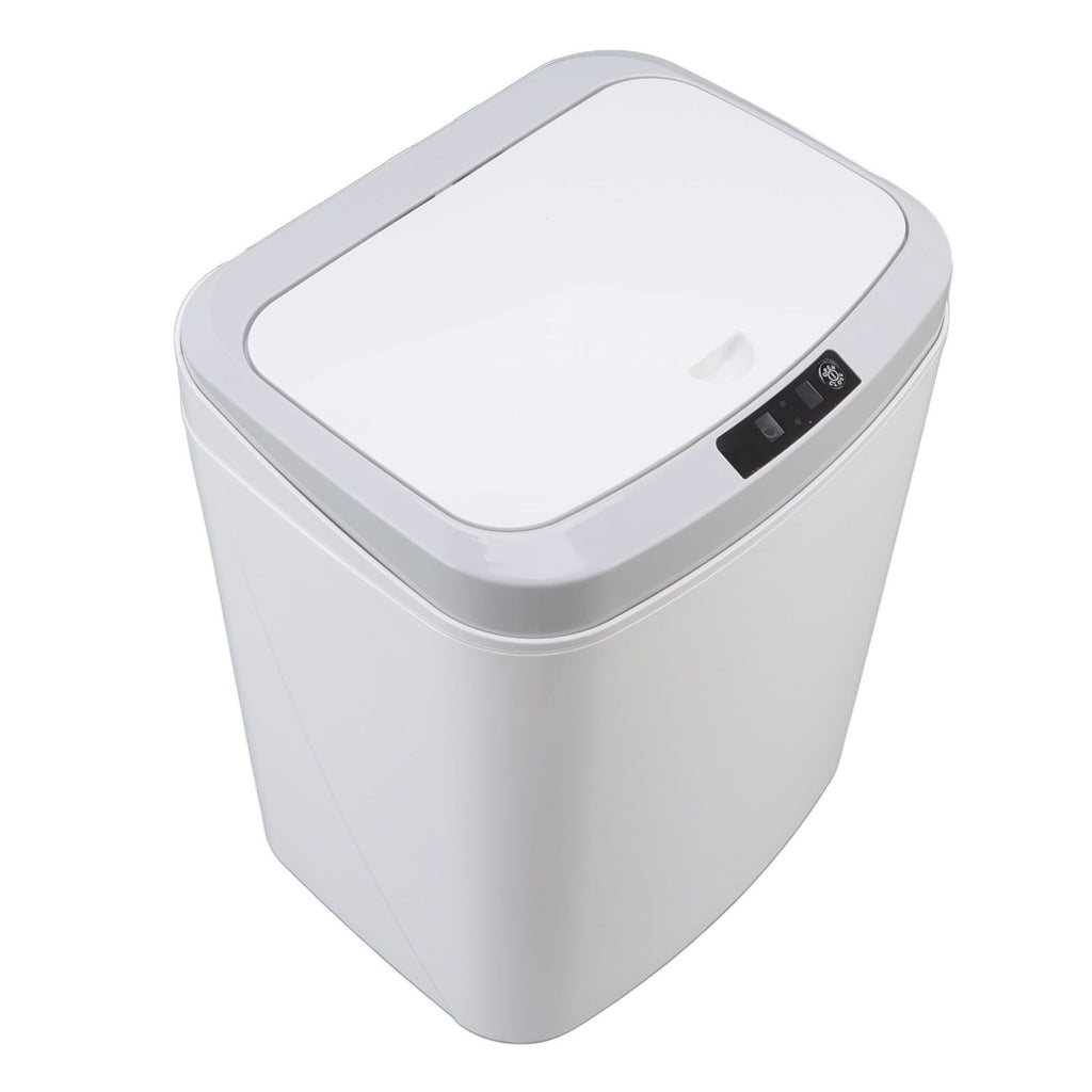 Smart Trash Can 16L Infrared Induction Button Control Manual Mute Household Automatic Trash Can with Night Light White