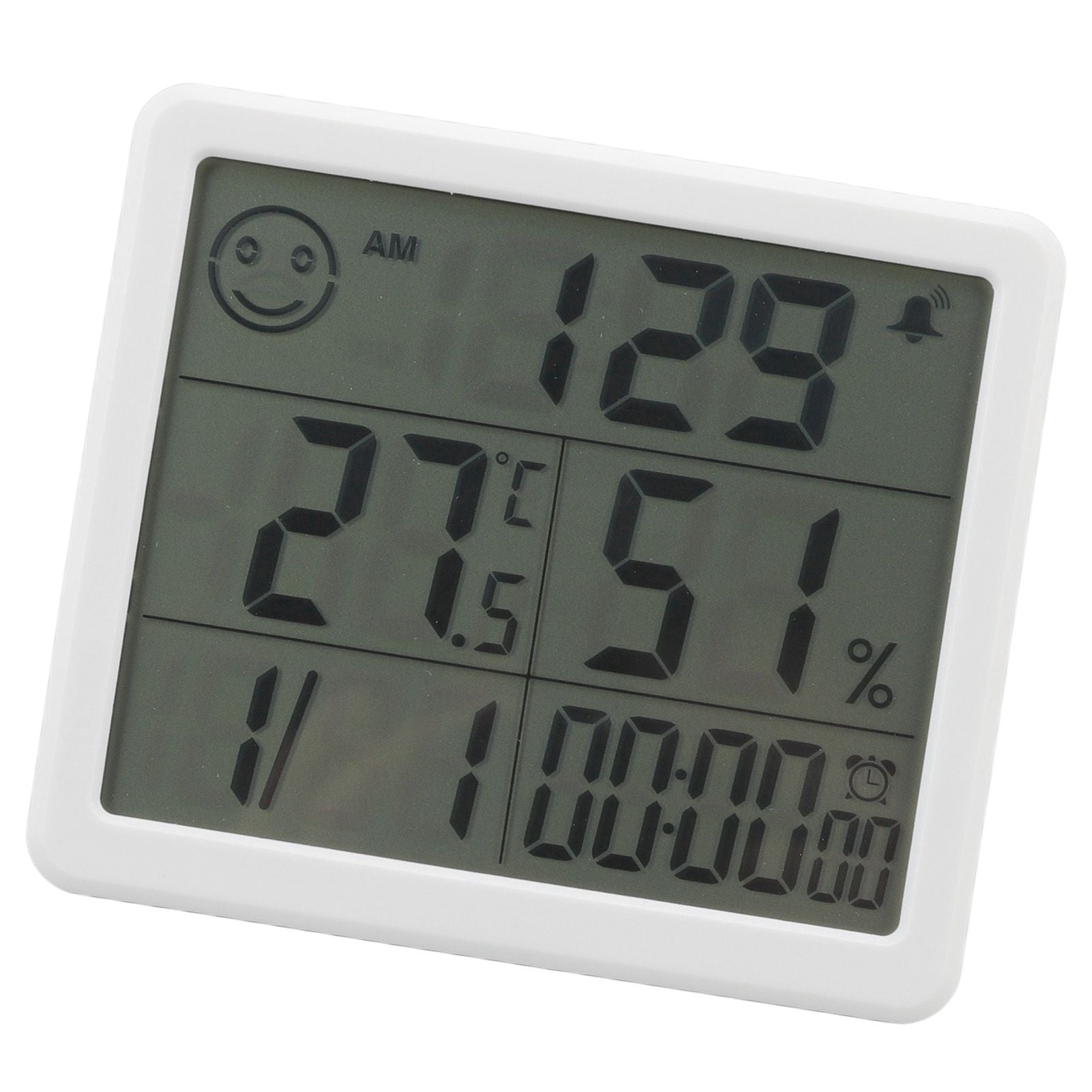Digital Thermometer Hygrometer Alarm Clock Sensitive Induction High Accuracy Electronic Hygrometer with 5in LCD Screen White