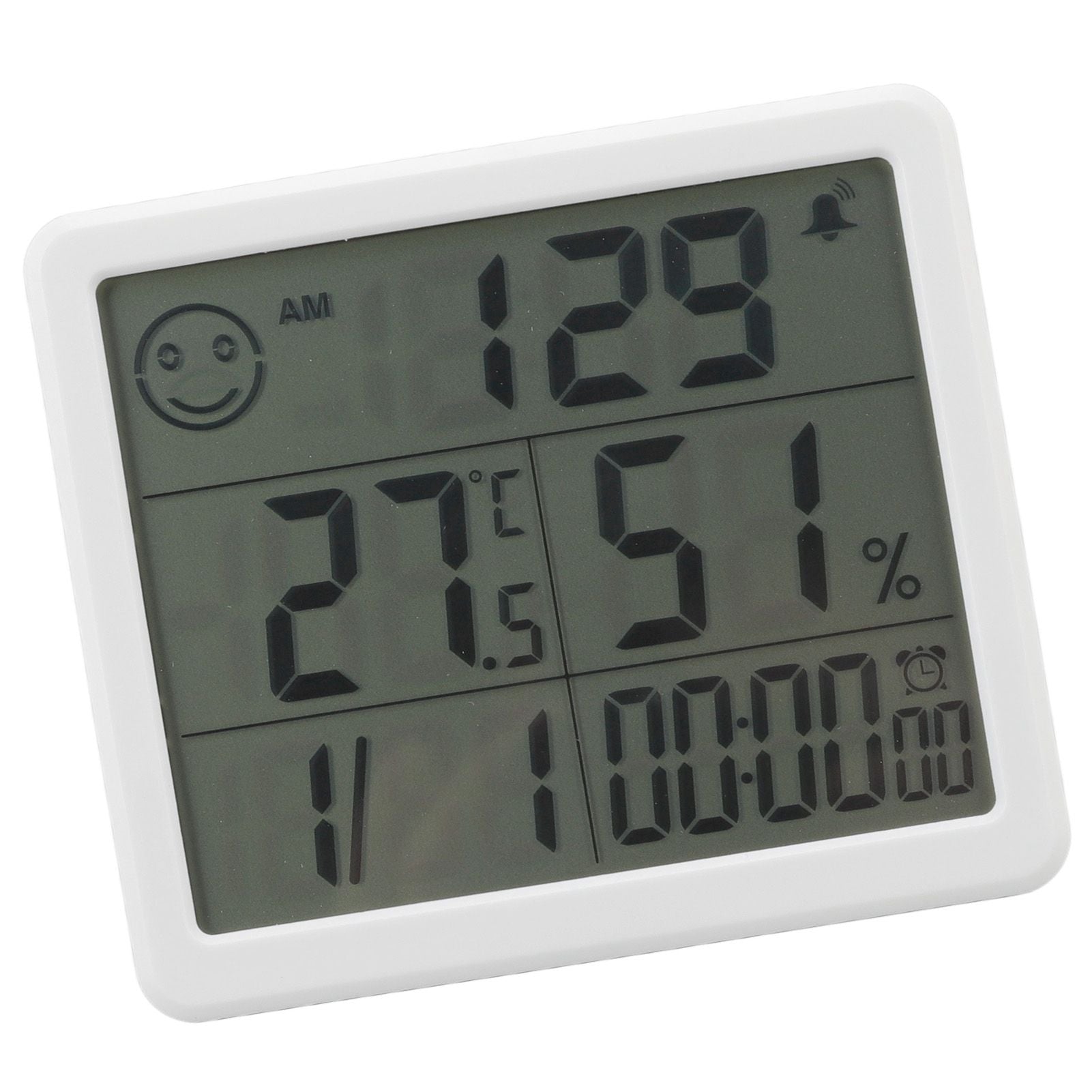 Digital Thermometer Hygrometer Alarm Clock Sensitive Induction High Accuracy Electronic Hygrometer with 5in LCD Screen White