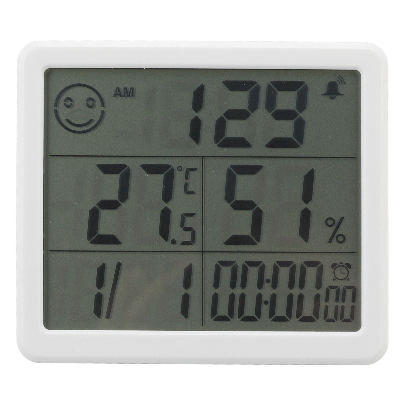 Digital Thermometer Hygrometer Alarm Clock Sensitive Induction High Accuracy Electronic Hygrometer with 5in LCD Screen White