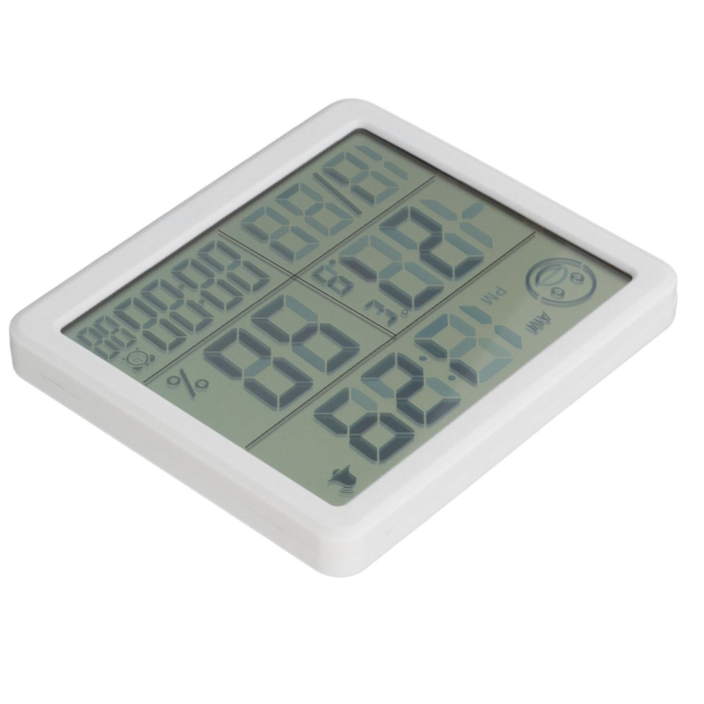 Digital Thermometer Hygrometer Alarm Clock Sensitive Induction High Accuracy Electronic Hygrometer with 5in LCD Screen White