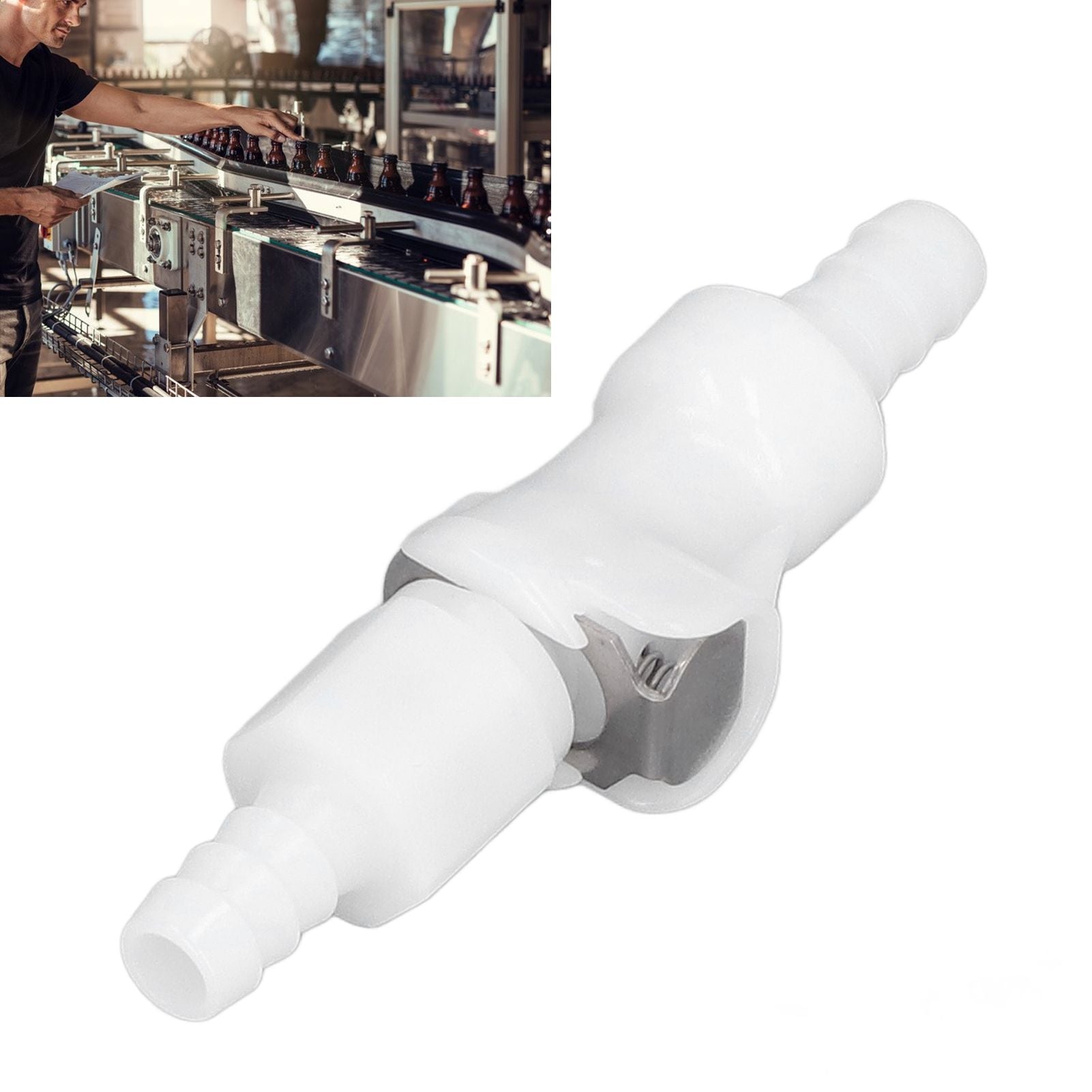Plastic Hose Quick Connector 5/16 Tube with Shut Off Food Grade Plastic Water Line Tube Connector for Gas Beer Line