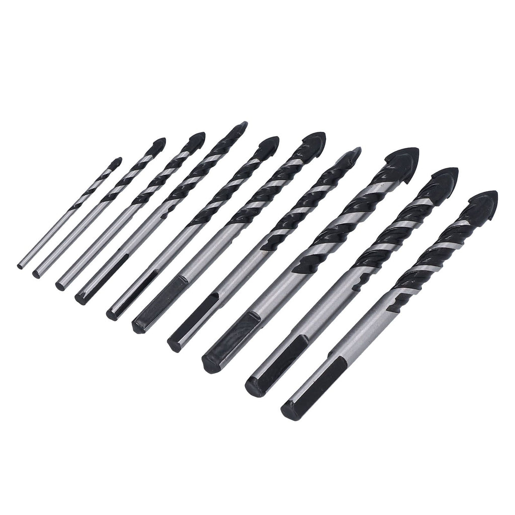 10 Pcs Masonry Drill Bits Set Industrial Strength Carbide Tips with Storage Case for Tile Brick Cement Concrete