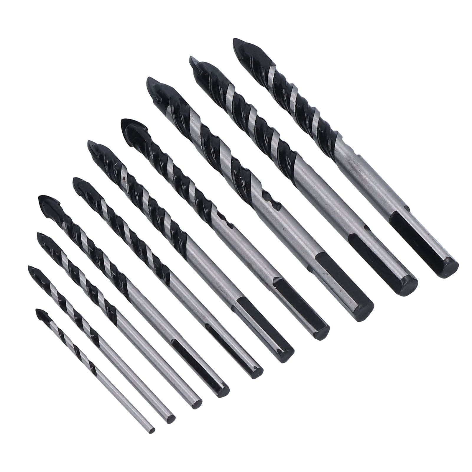 10 Pcs Masonry Drill Bits Set Industrial Strength Carbide Tips with Storage Case for Tile Brick Cement Concrete