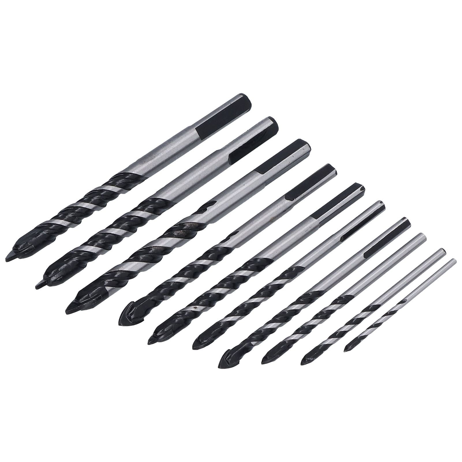 10 Pcs Masonry Drill Bits Set Industrial Strength Carbide Tips with Storage Case for Tile Brick Cement Concrete