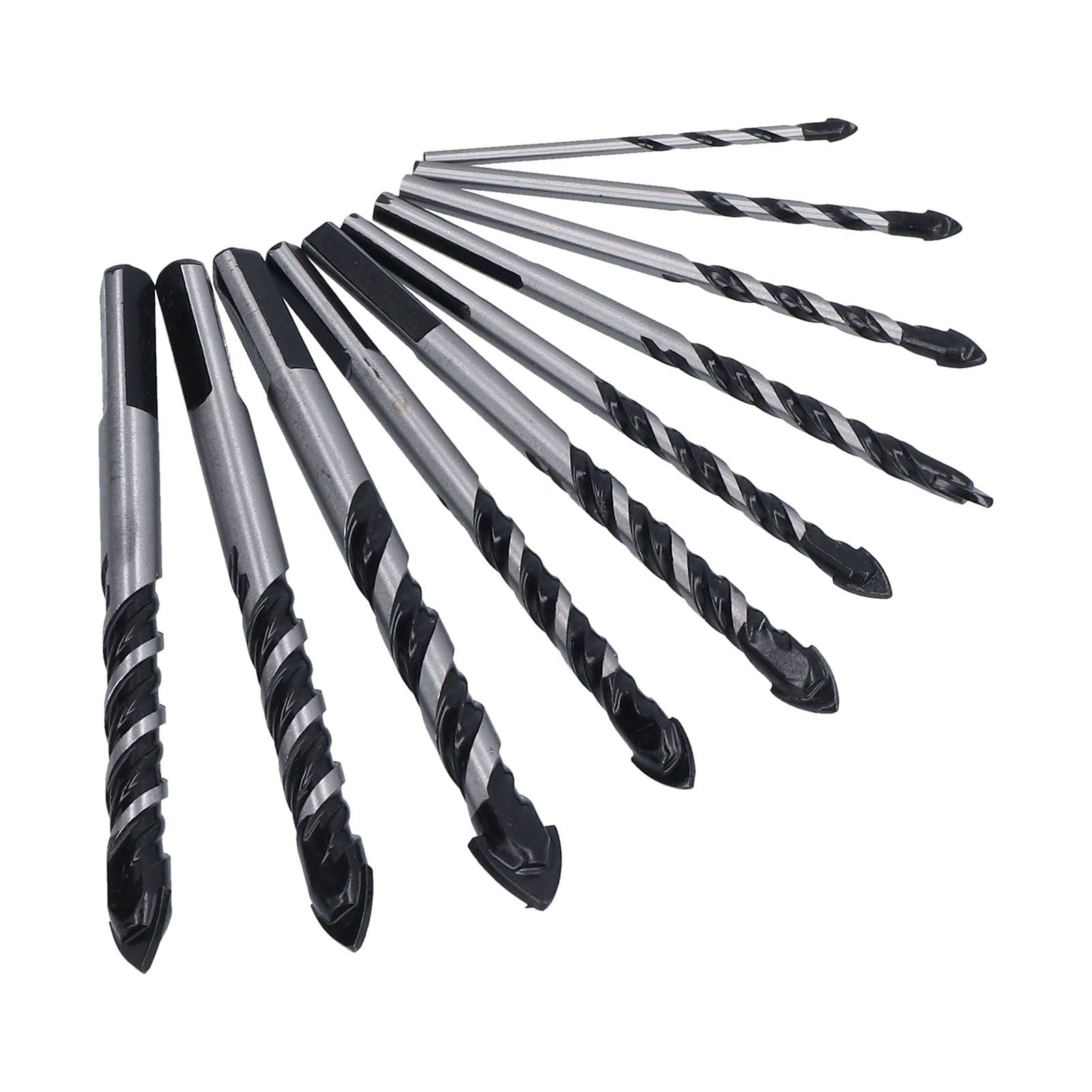 10 Pcs Masonry Drill Bits Set Industrial Strength Carbide Tips with Storage Case for Tile Brick Cement Concrete