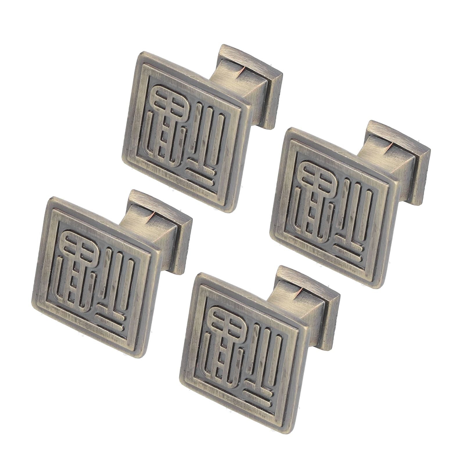 4PCS Vintage Knobs Punch Free Adhesive Retro Copper Cabinet Door Handle with Sticky Plate Screw for Cupboard AccessoriesFu
