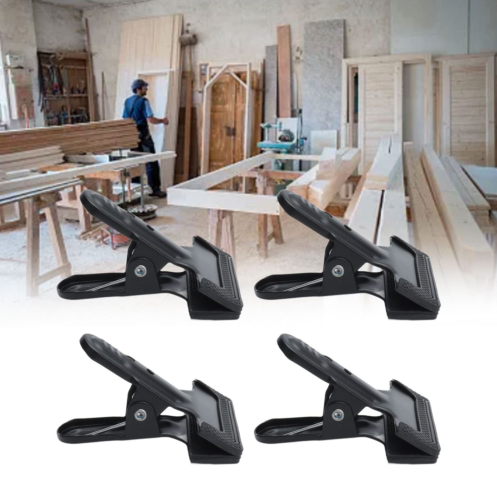 4pcs Woodworking A Clip Heavy Duty Anti Slip Metal Wide Mouth Spring Clamps for Photography Backdrops