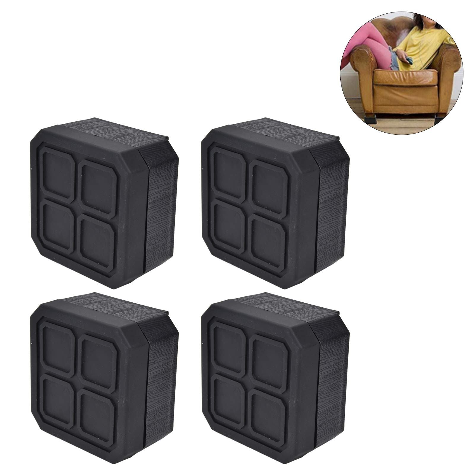 4Set Chair Leg Floor Protectors Square Rubber Non Slip Furniture Leg Pads for Home Bedroom
