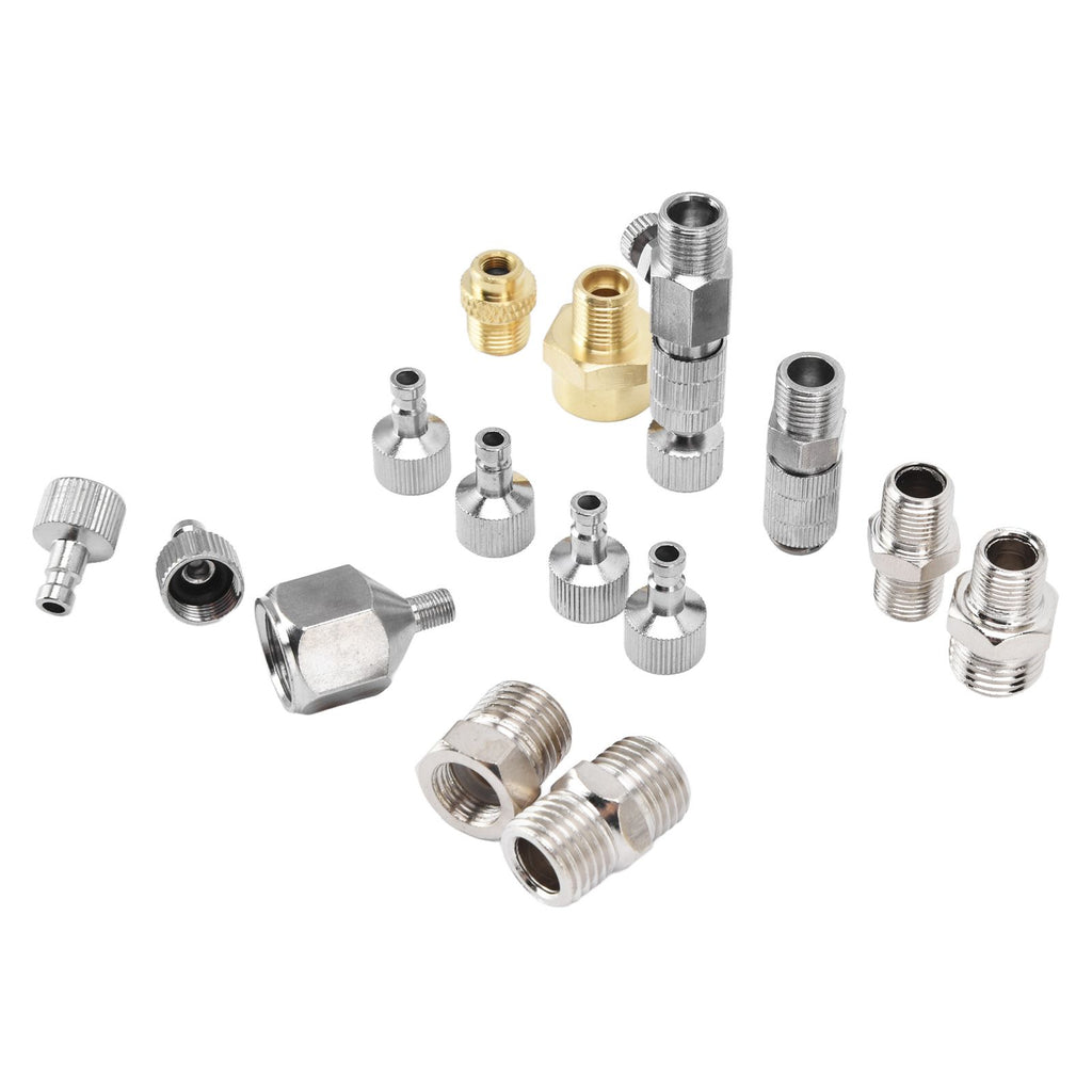 15PCS Airbrush Adapter Set Stainless Steel Airbrush Quick Release Disconnect Fittings Connector Kit