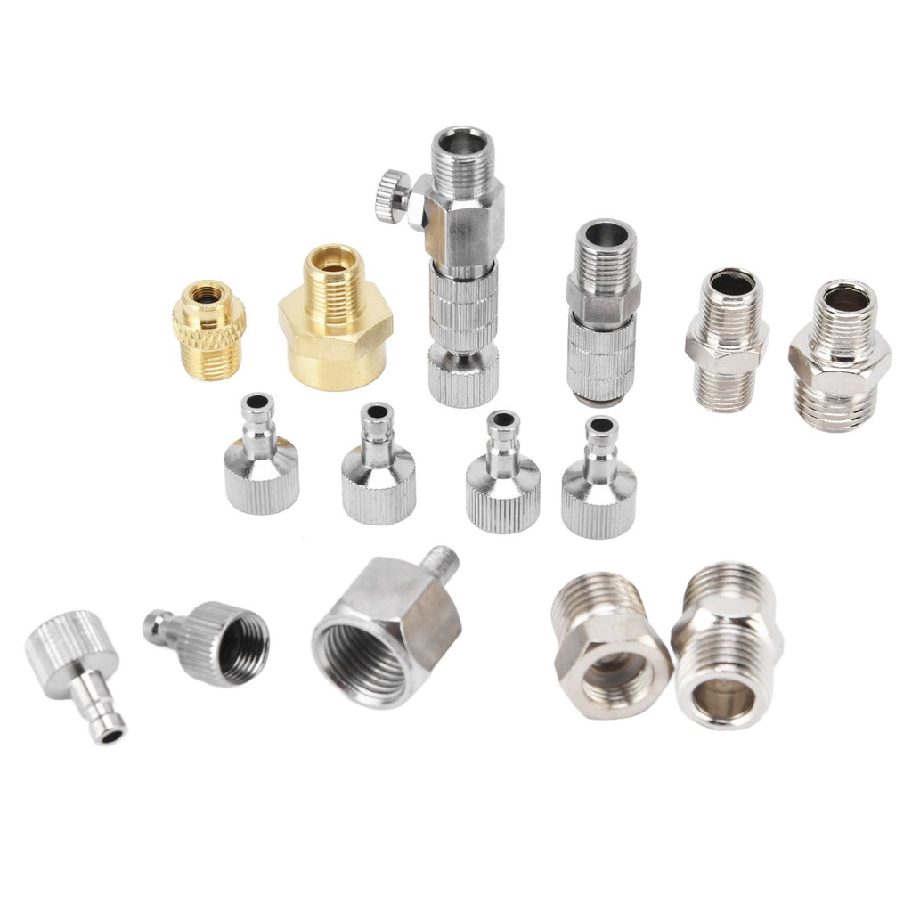 15PCS Airbrush Adapter Set Stainless Steel Airbrush Quick Release Disconnect Fittings Connector Kit