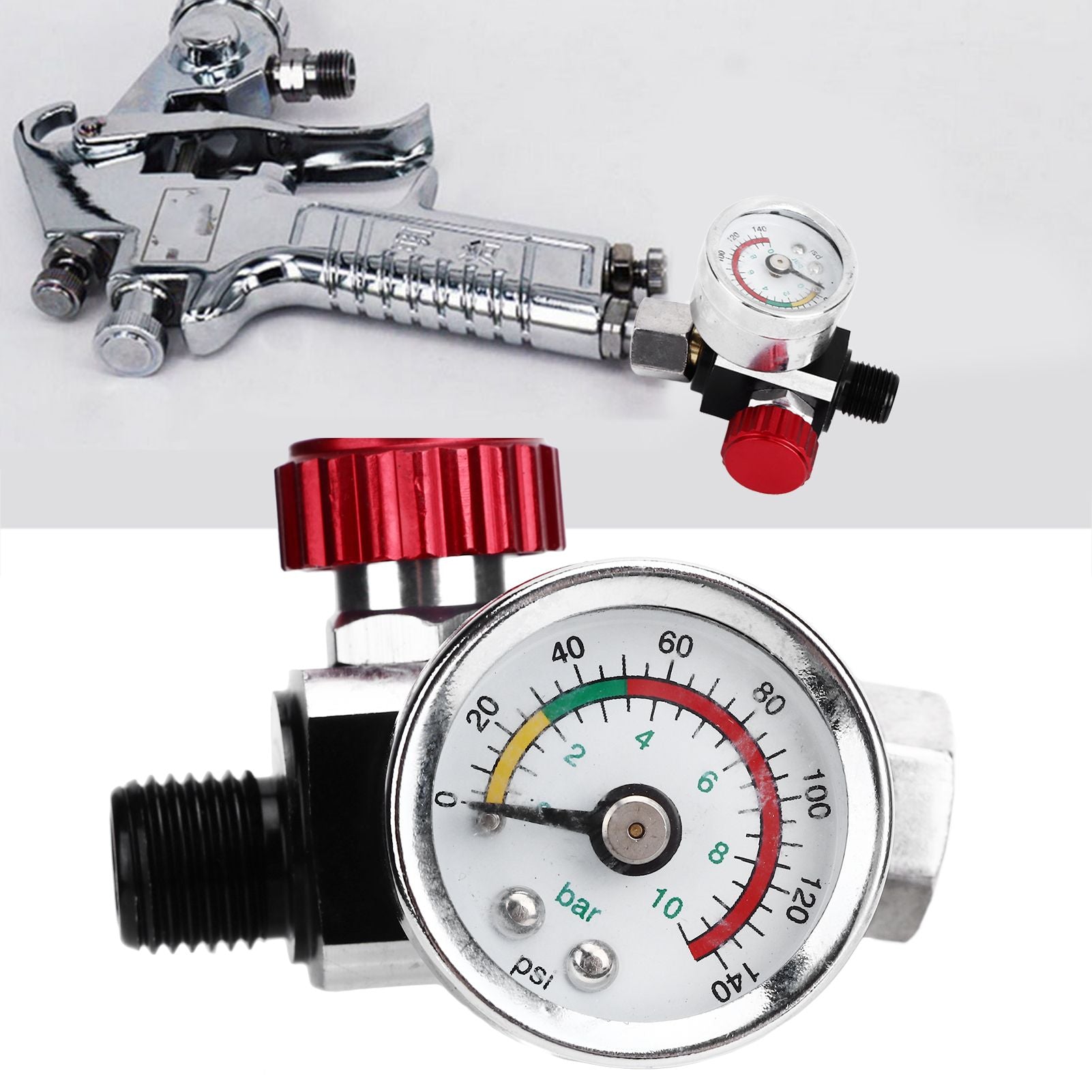 G1/4 140psi Air Pressure Regulator Spray Paint Air Pressure Regulator Airbrush Adjusting Valve