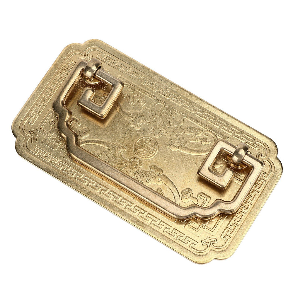 Antique Drawer Handle Tetragonal Bat Handle Antique Chinese Retro Style Drawer Pulls with 2 Screws for Cabinet Doors Brass