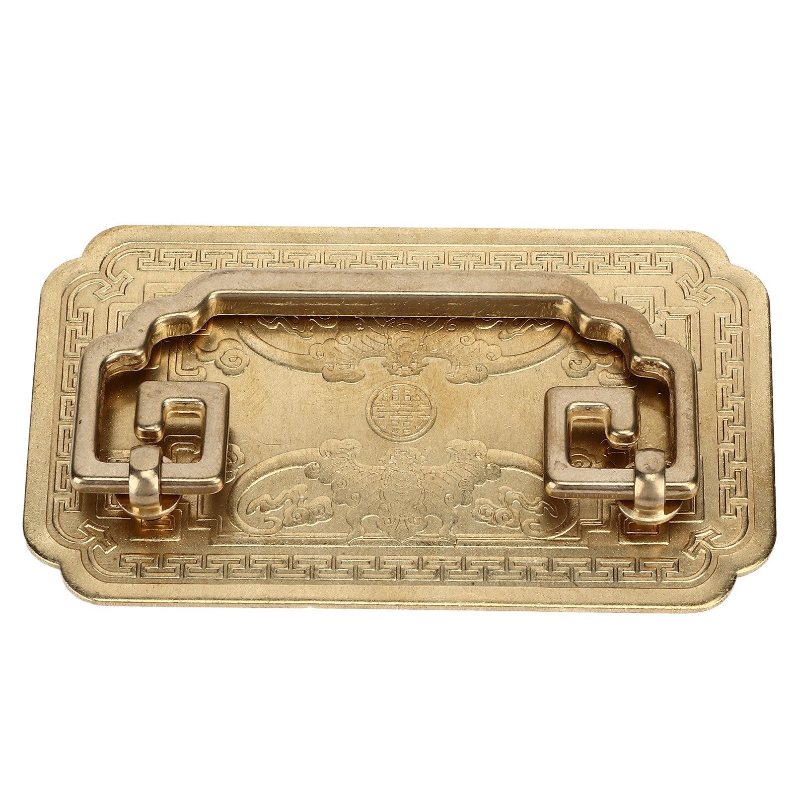 Antique Drawer Handle Tetragonal Bat Handle Antique Chinese Retro Style Drawer Pulls with 2 Screws for Cabinet Doors Brass