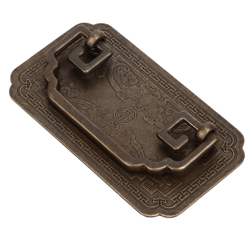 Antique Drawer Handle Tetragonal Bat Handle Antique Chinese Retro Style Drawer Pulls with 2 Screws for Cabinet Doors Bronze
