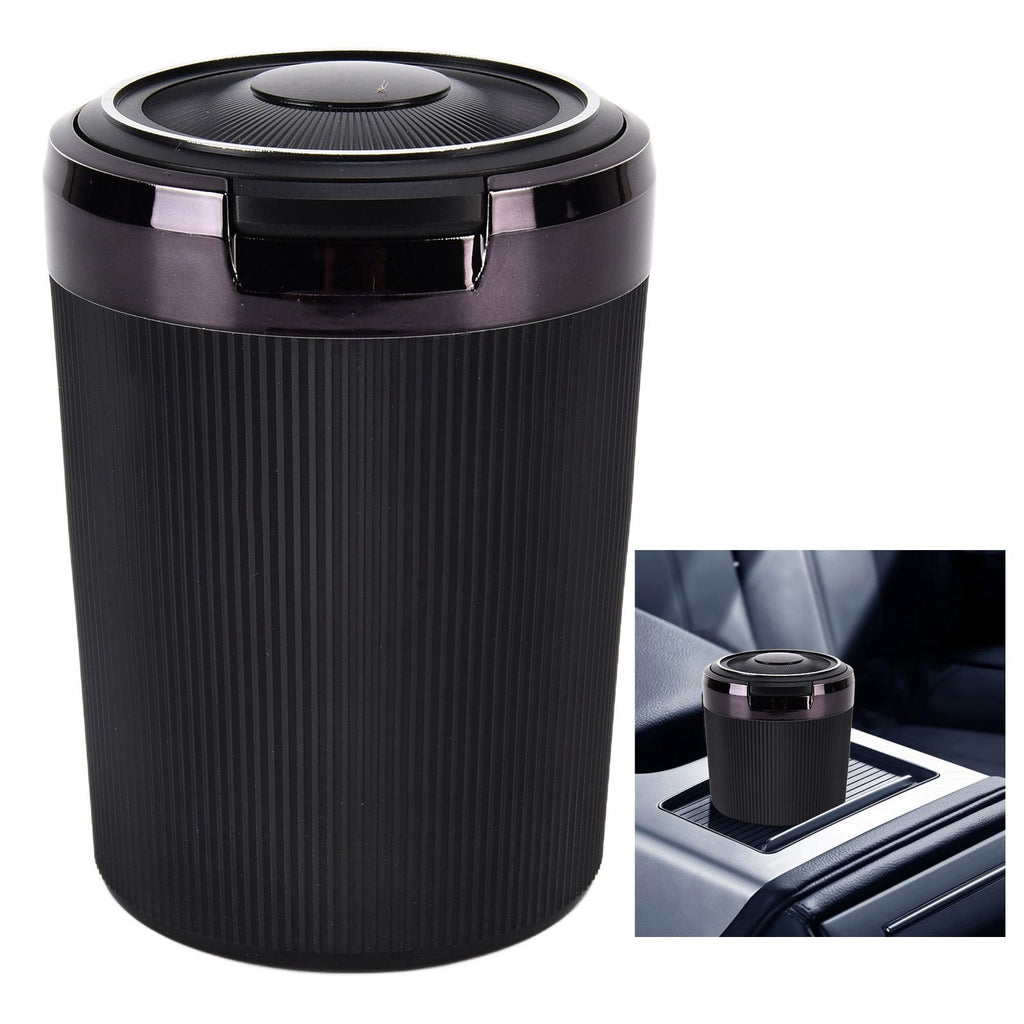 LED Car Ashtray with Lid 3W Portable Automobile Ashtray Car Cigarette Ashtray for Home OfficeBlack