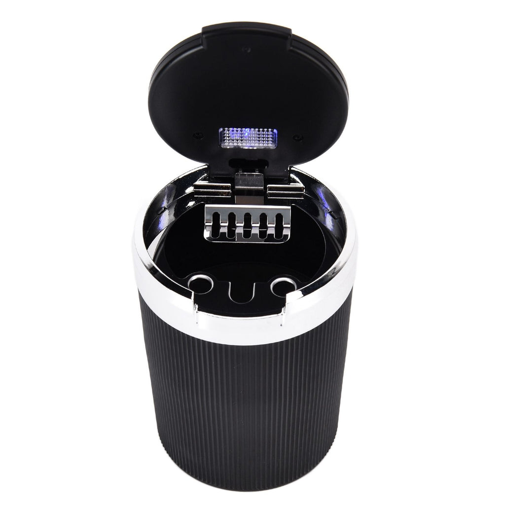 LED Car Ashtray with Lid 3W Portable Automobile Ashtray Car Cigarette Ashtray for Home OfficeSilver