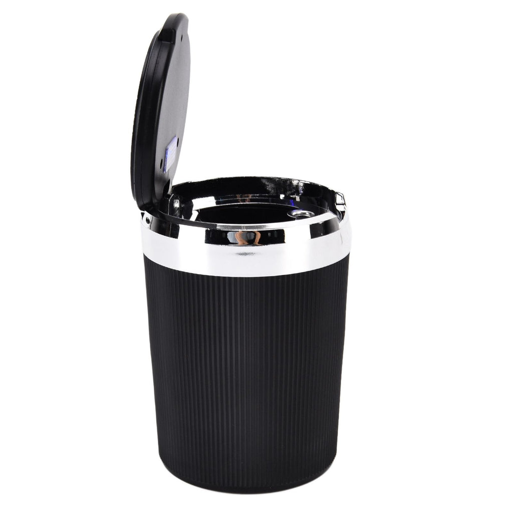 LED Car Ashtray with Lid 3W Portable Automobile Ashtray Car Cigarette Ashtray for Home OfficeSilver