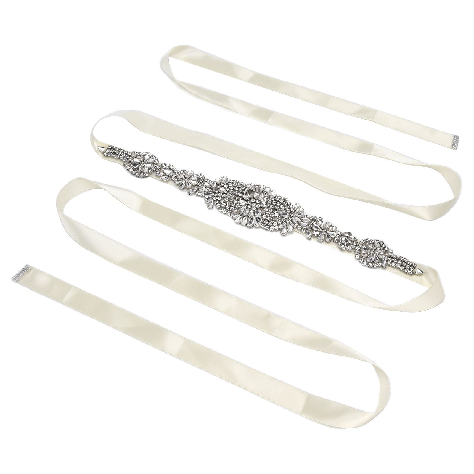 Rhinestone Wedding Dress Belt Elegant Waistbelt Clothes Accessories for Bride BridesmaidWhite