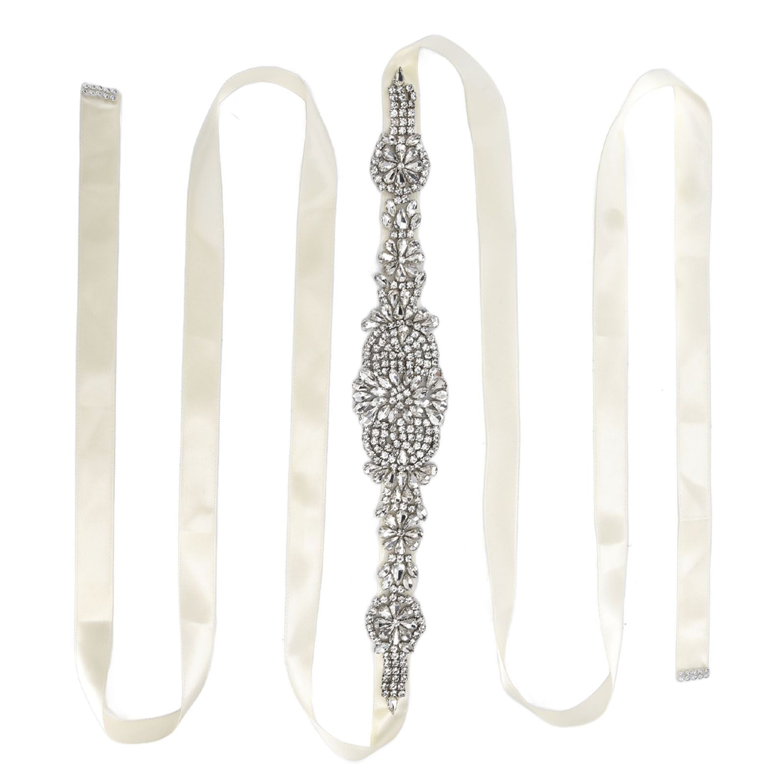 Rhinestone Wedding Dress Belt Elegant Waistbelt Clothes Accessories for Bride BridesmaidWhite
