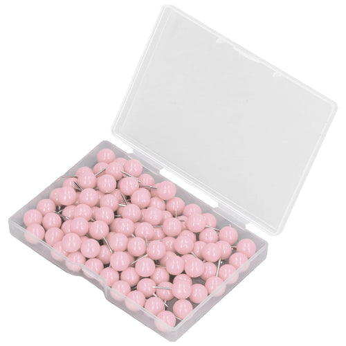 100Pcs Push Pins Map Tacks Steel Plastic Decorative Marking Pins for Cork Boards 9.5x20mm Pink