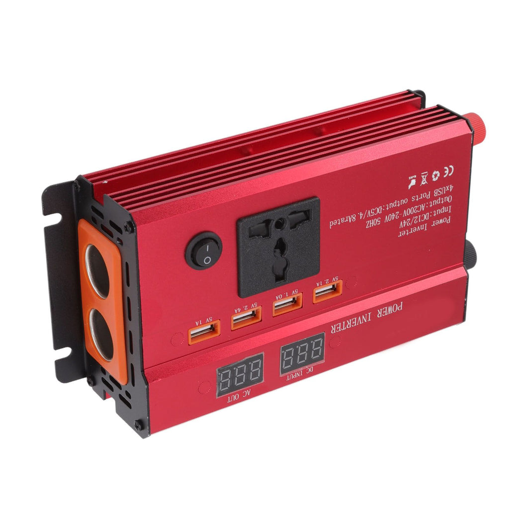 Car Power Inverter 12V 24V to 220V 420W LED Screen 4 USB Ports Aluminium