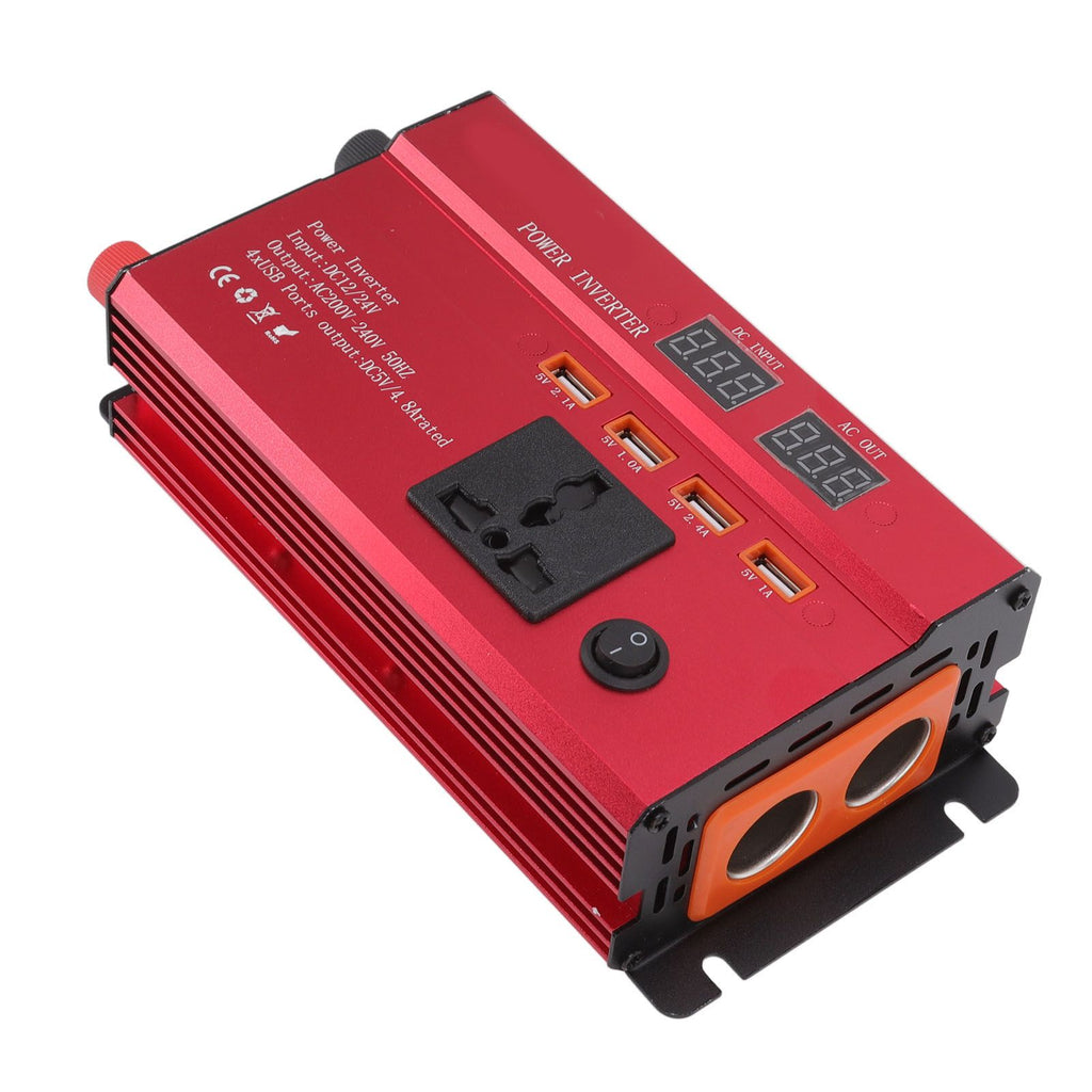Car Power Inverter 12V 24V to 220V 420W LED Screen 4 USB Ports Aluminium