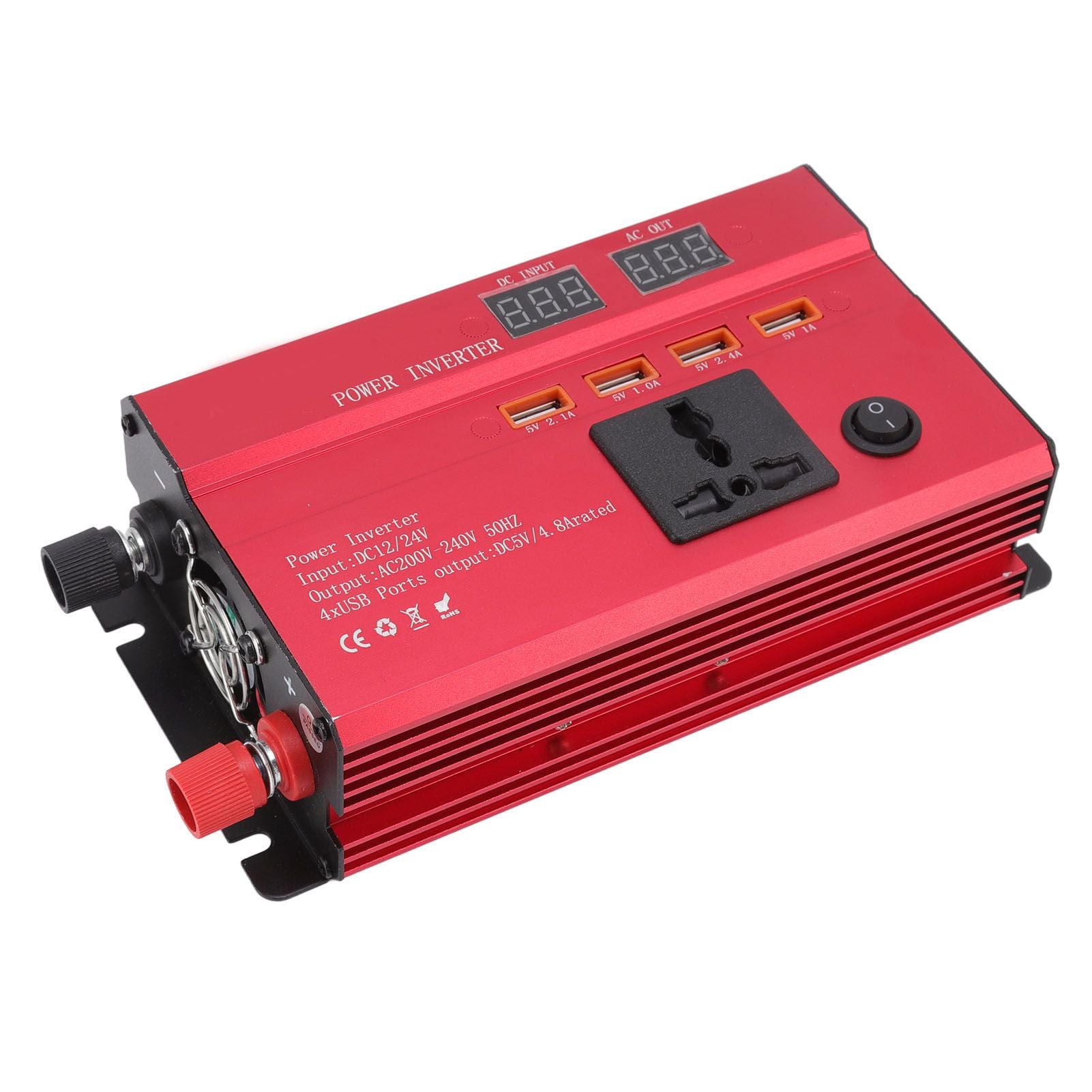 Car Power Inverter 12V 24V to 220V 420W LED Screen 4 USB Ports Aluminium