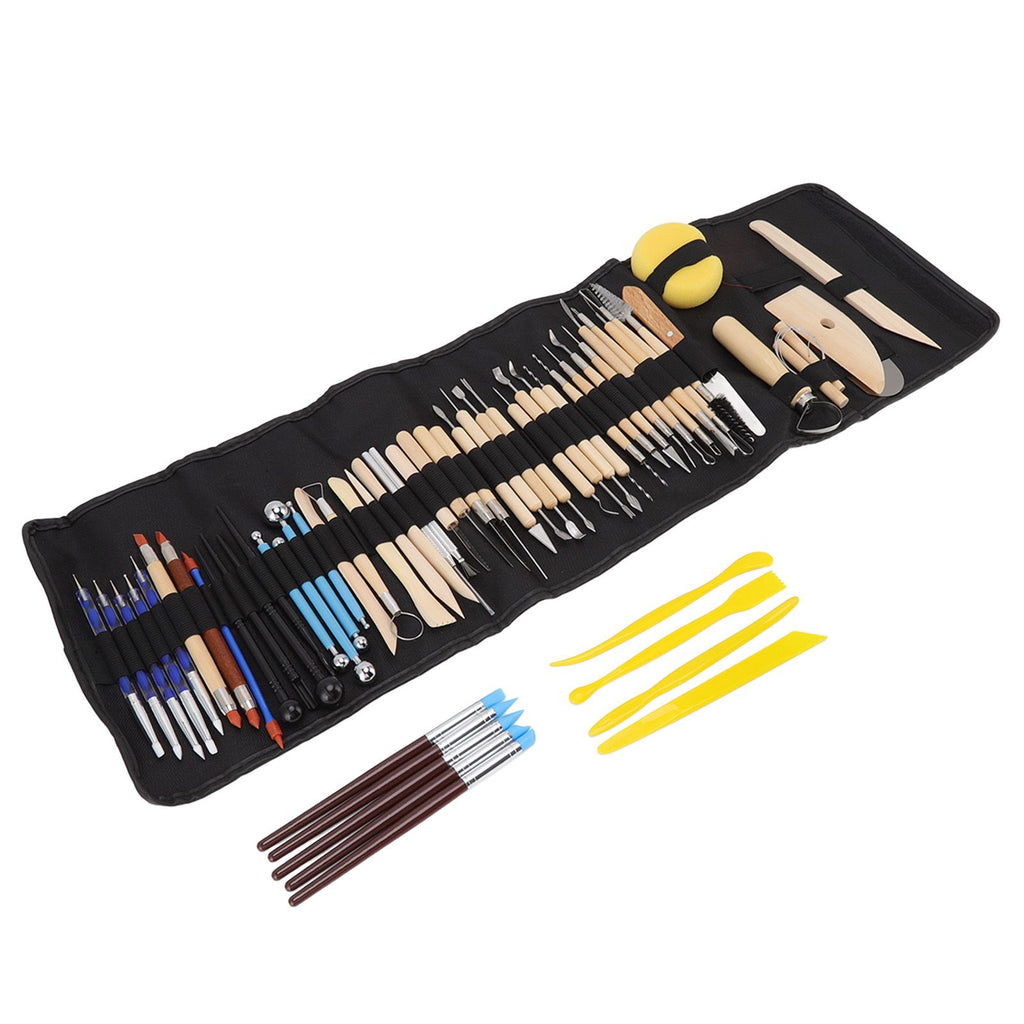 61Pcs Polymer Clay Sculpting Tools Exquisite Versatile Clay Carving Tools with Canvas Bag for Beginners Expert
