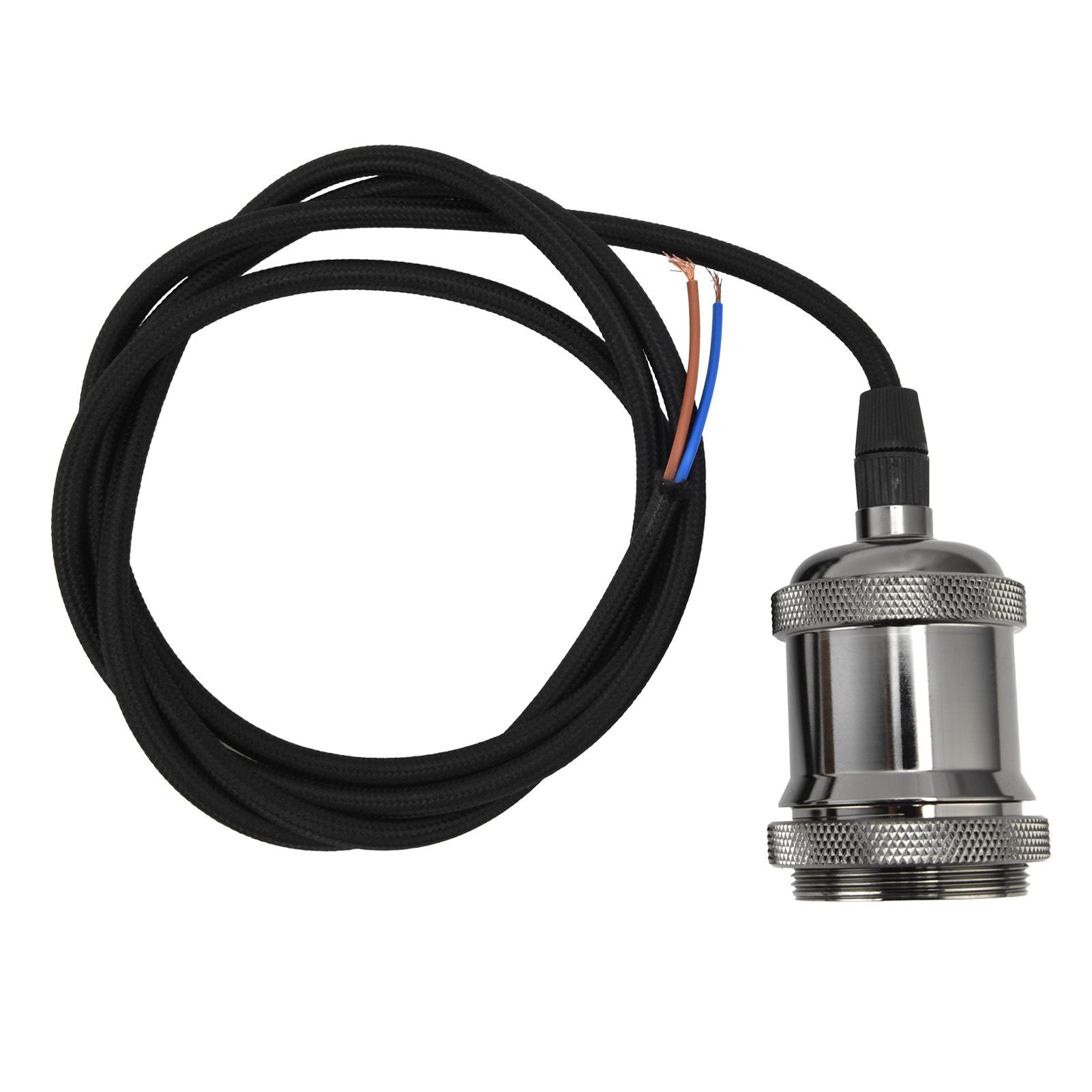 1.5m Plug in Pendant Light Cord Kit Black Vintage Lamp Socket Kit for Home DIY Light Fixtures