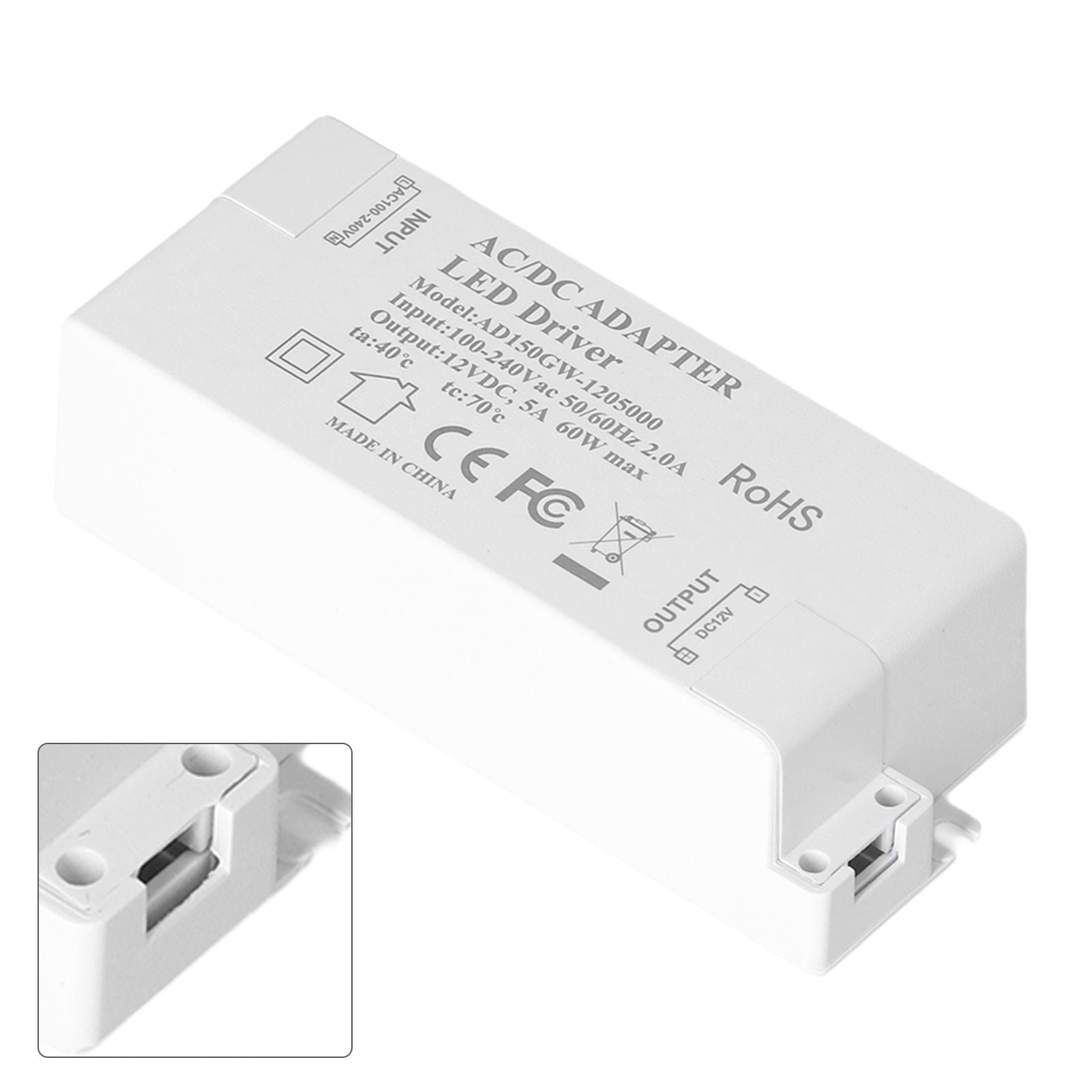 LED Driver Transformer 60W AC100-240V to DC12V 5A Power Supply