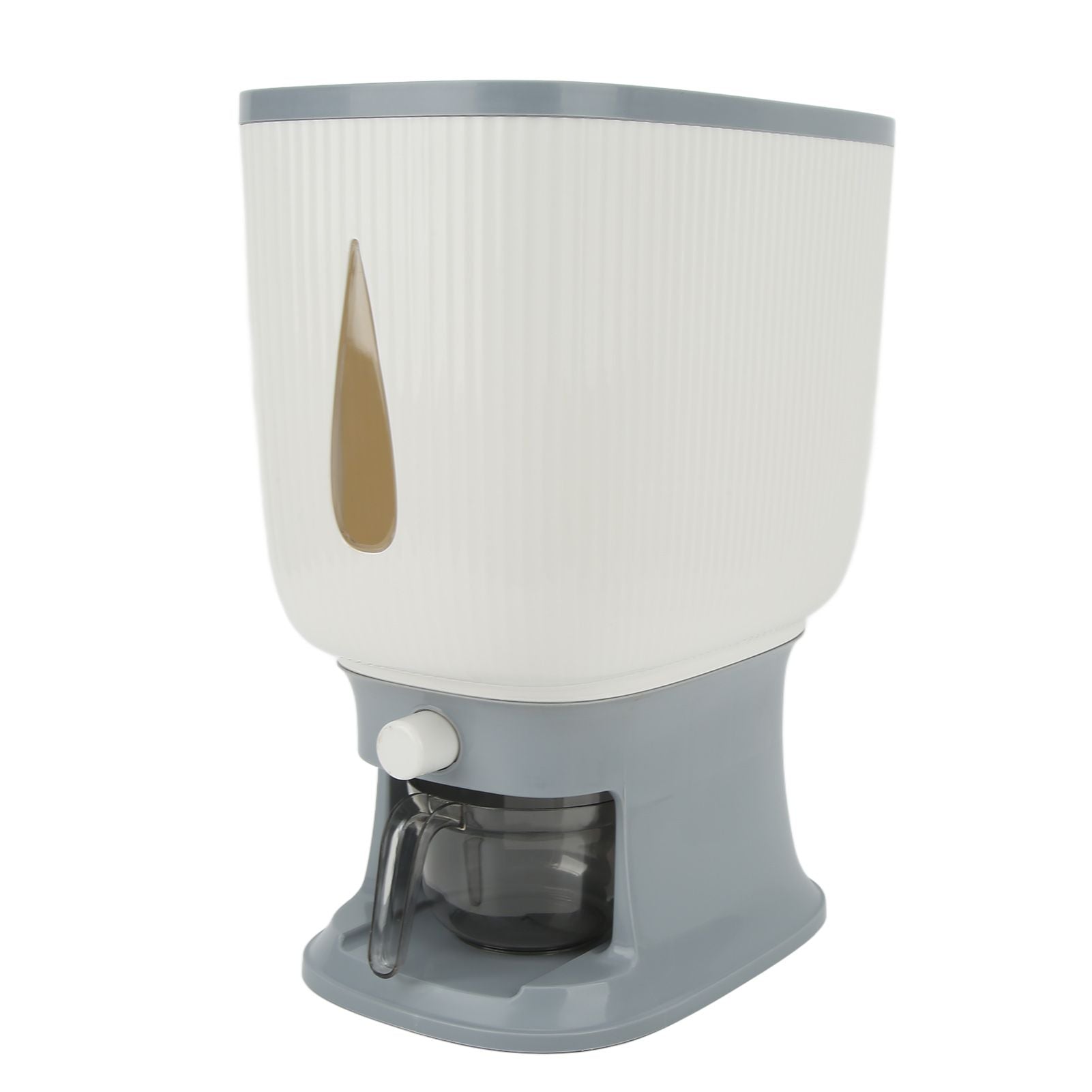 Household Rice Dispenser Large Capacity Automatic Rebound Food Grain Storage Container with Cup Grey