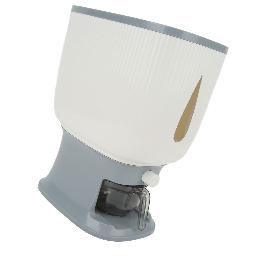 Household Rice Dispenser Large Capacity Automatic Rebound Food Grain Storage Container with Cup Grey