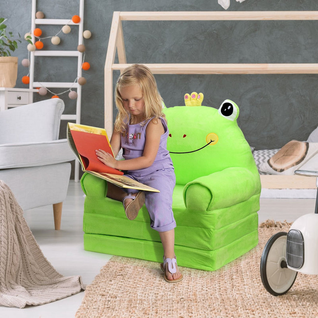 2‑in‑1 Foldable Sofa for Kids Lovely Futon Sofa Children Couch Room Decoration