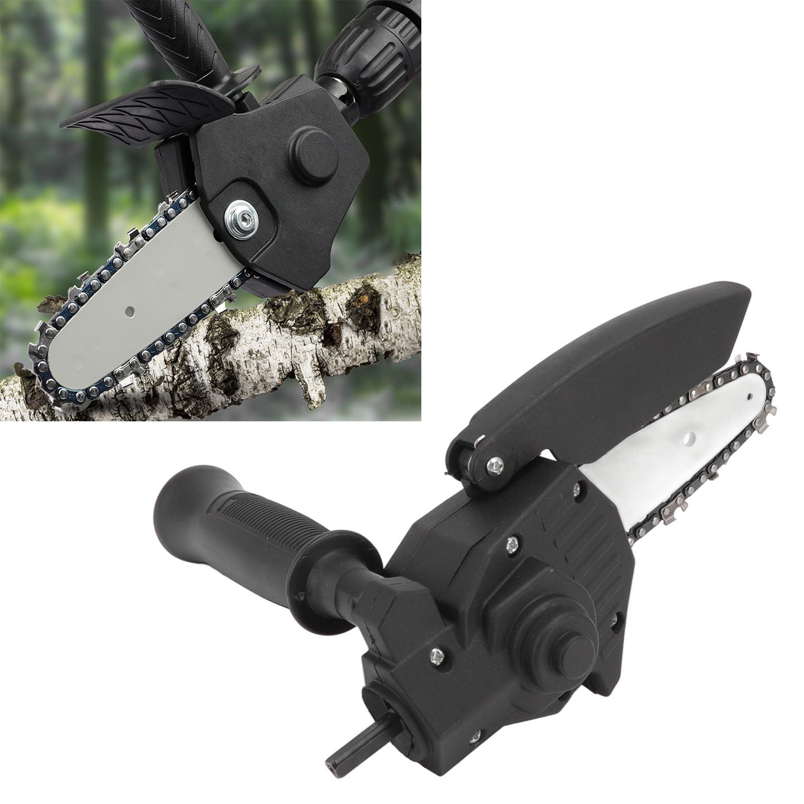 Hand Drill to Chainsaw Converter Portable Mini Electric Saw Adapter Set with Handle and Chain