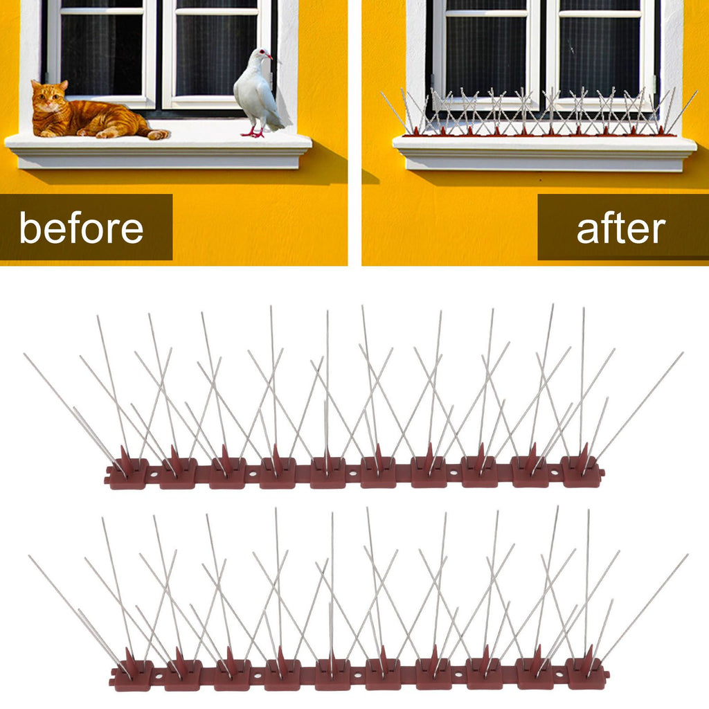 Bird Spikes 15 Feet Stainless Steel Pigeon Deterrent Spikes for Fence Roof Mailbox Window SK430 (4+2)