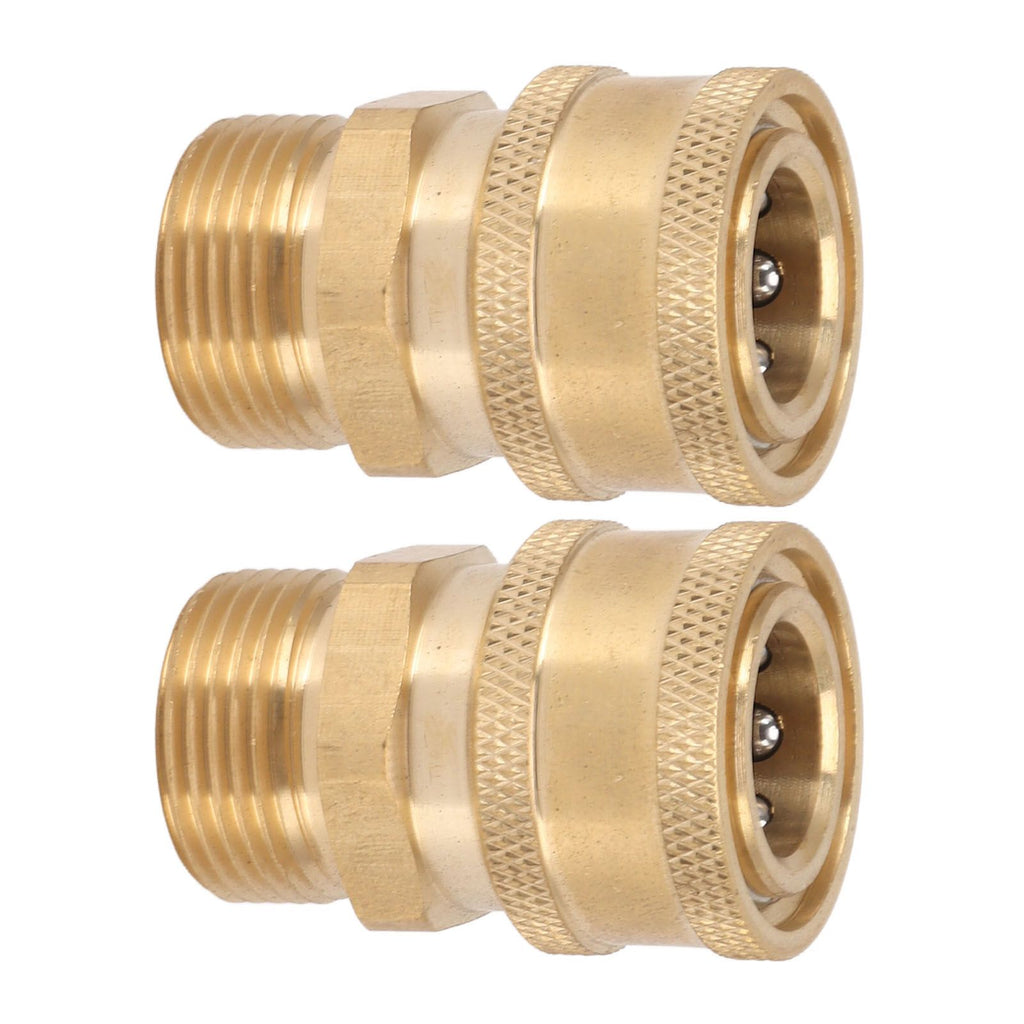 2Pcs Pure Copper M22 High Pressure Washer Fitting Adapter 3/8 Inch NPT Female to M22 Male Adapter Inner Hole 15mm/0.59in