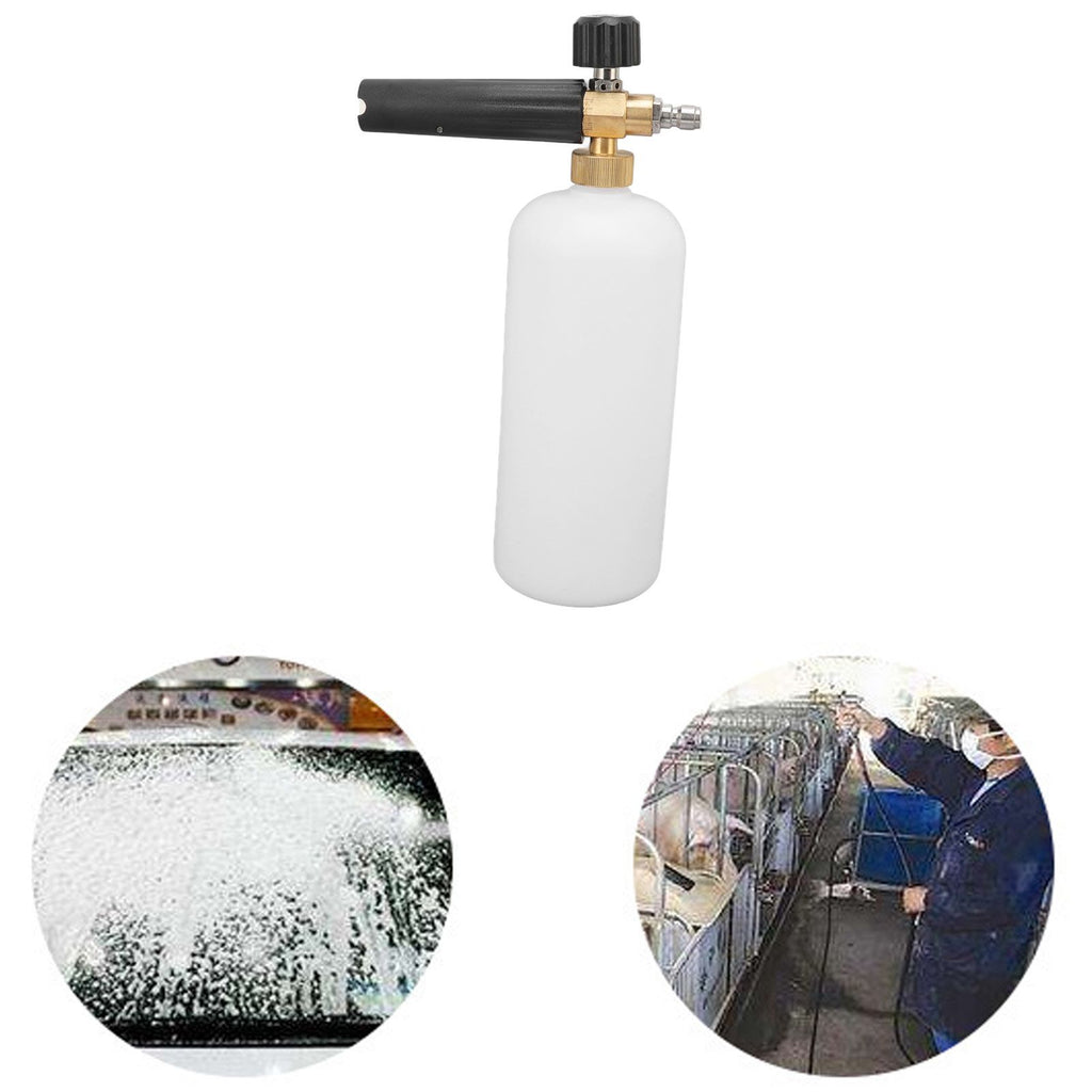 1L Car Wash Foam Spray Bottle Multifunction with G1/4 Quick Connector Copper Foam Lance for Outdoor
