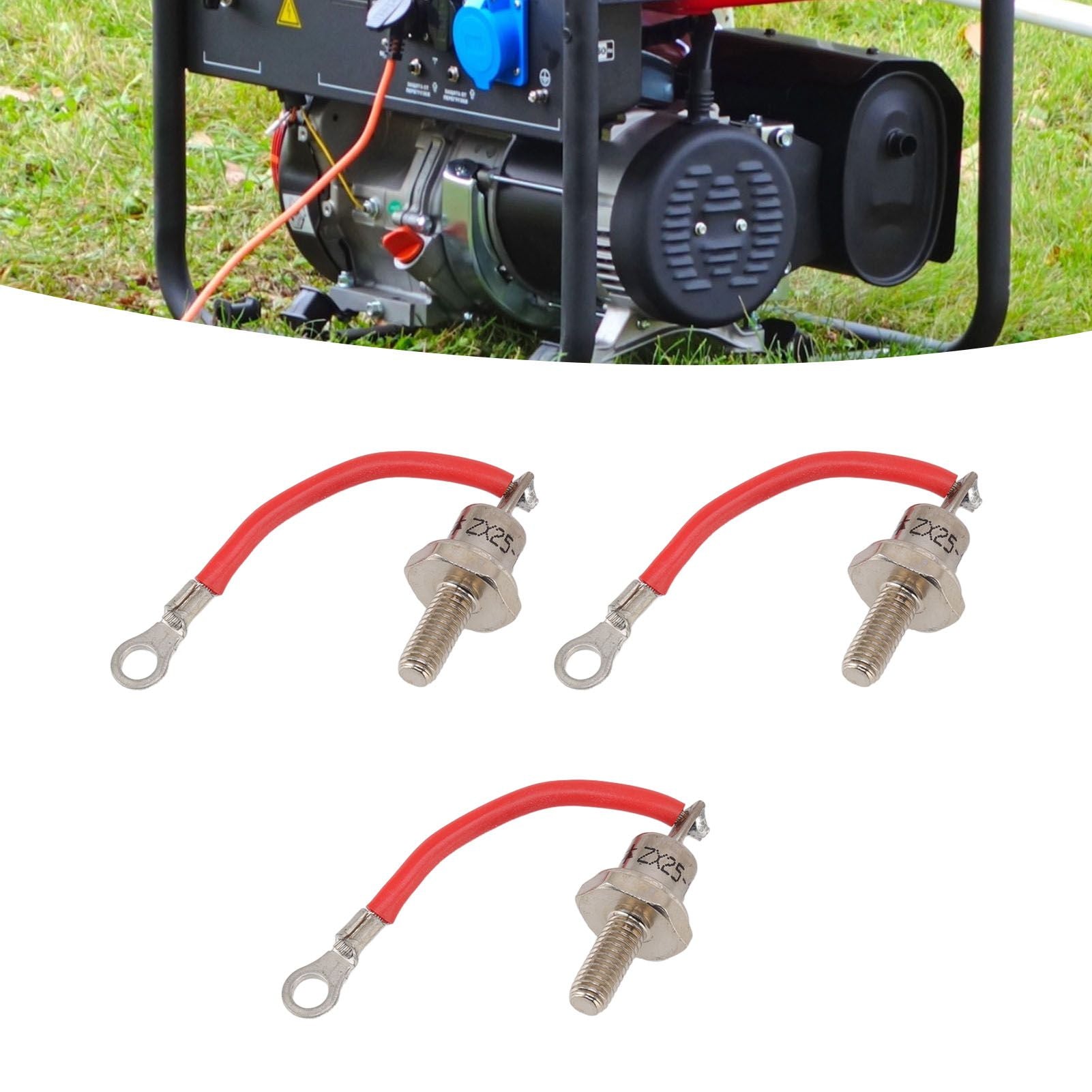 3PCS 25A ZX25 12 Diesel Generator Diode Small Portable Rectifier Diode Replacement Accessories Parts Positive Red Line