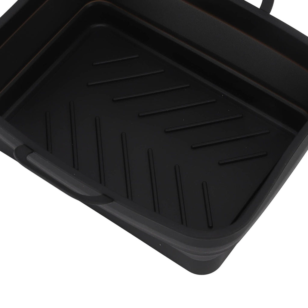 2 Pcs Silicone Air Cooker Pot with Handle Rectangular Fryer Liner Tray Replacement for Kitchen Cooking Accessories Black