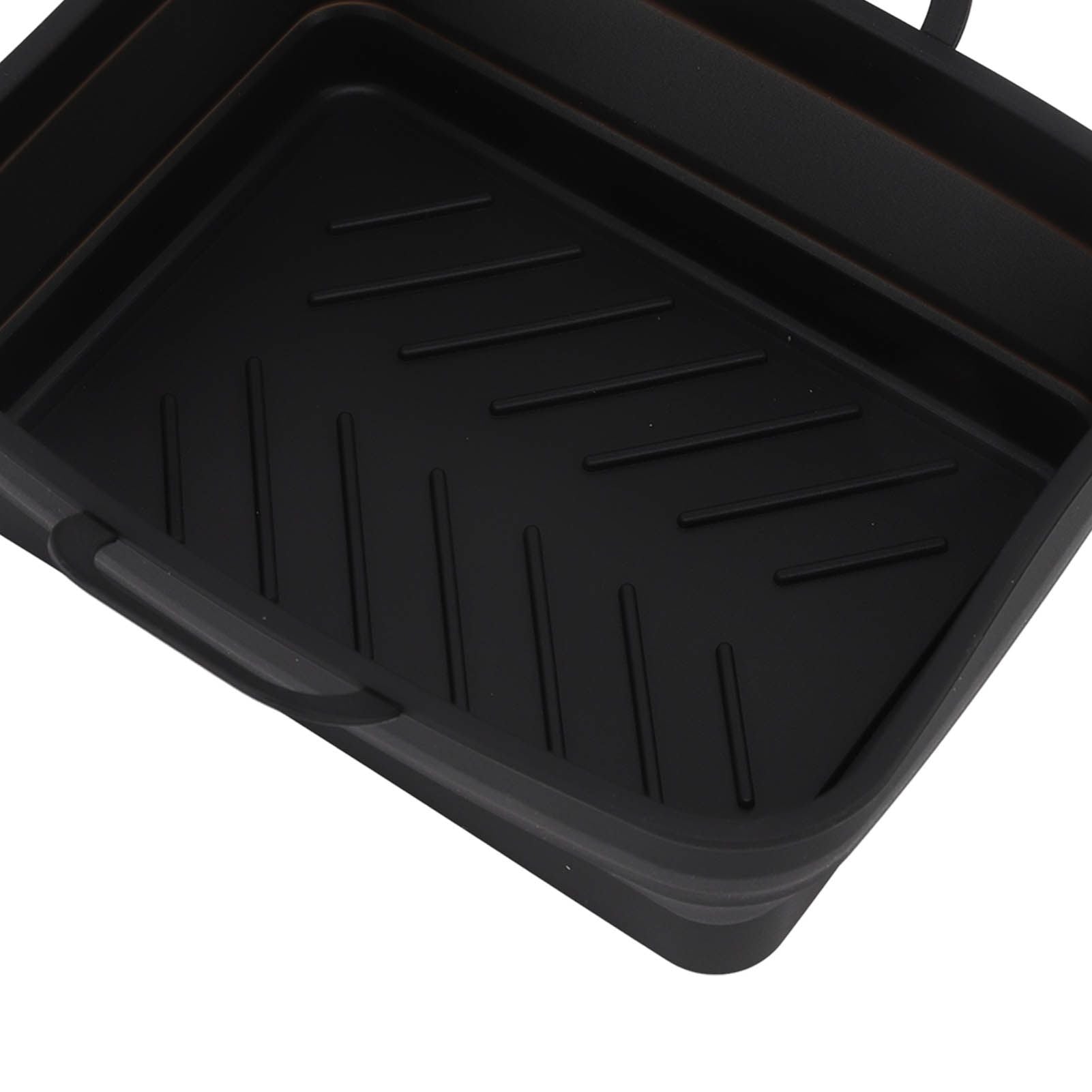 2 Pcs Silicone Air Cooker Pot with Handle Rectangular Fryer Liner Tray Replacement for Kitchen Cooking Accessories Black