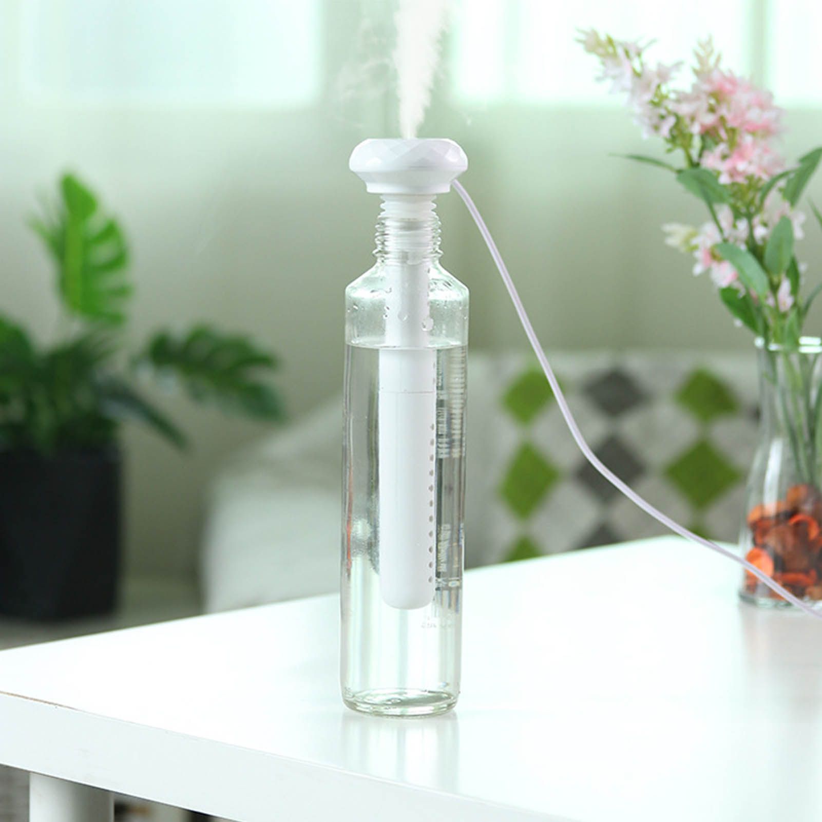 Desktop Humidifier Mute White Portable High Capacity Water Bottle Humidifier for Home Car
