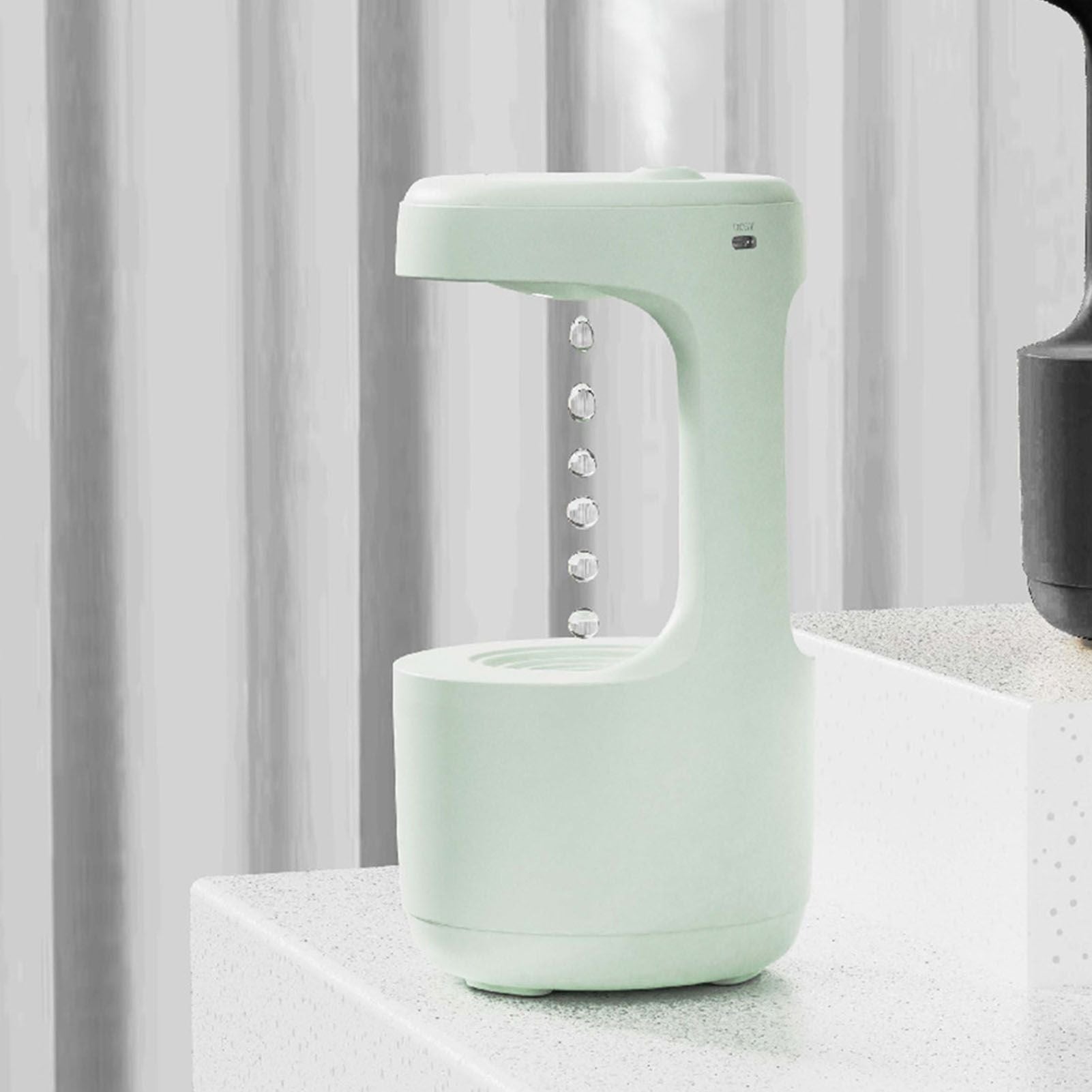 Cool Mist Humidifier Multifunction Smart Quiet High Capacity Countercurrent Water Droplet Humidifier for Office Bedroom Light Green