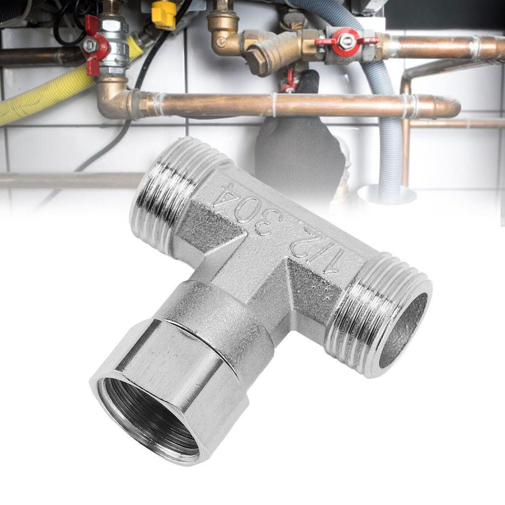 Pipe Fitting 3 Way Tee 304 Stainless Steel Hose Connector Pipeline Adapter G1/2 for Water Air Middle Female Thread