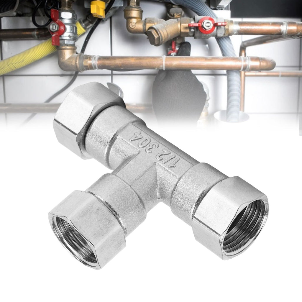 Pipe Fitting 3 Way Tee 304 Stainless Steel Hose Connector Pipeline Adapter G1/2 for Water Air Female Thread