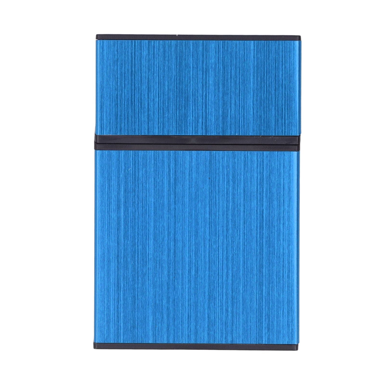 Magnetic Cigarette Case 20 Capacity Universal Flip Cover Aluminum Alloy Cigarette Box for Women Men Blue